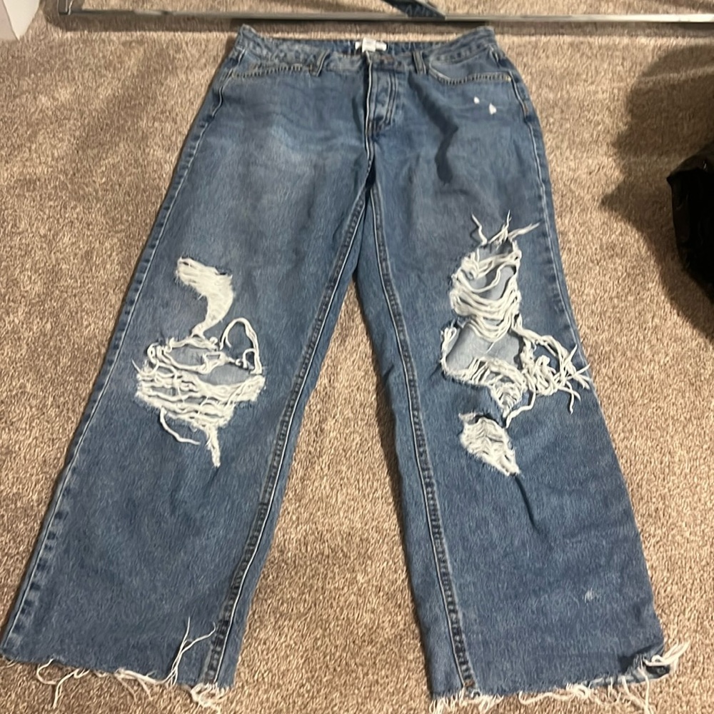 Wide leg high rise jeans